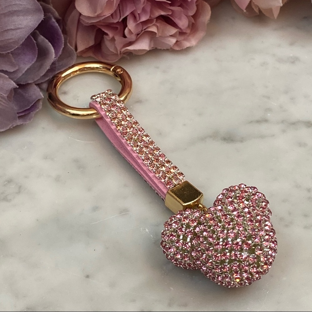 Chic Pink Crystal & Leather Mickey Mouse Keychain - Picture 5 of 14